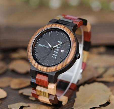 BOBO BIRD Bamboo Watch Men's Quartz Wristwatch Date & Day Display