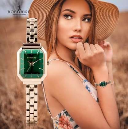 Ladies Stainless Steel Bracelet Watch -Emerald