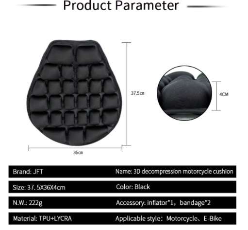 3D Anti-gravity Breathable Seat Cushion For Motorcycles