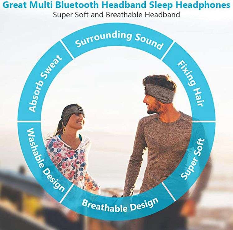 Better Sleep Soft-Knitted Headband with Bluetooth Headphones