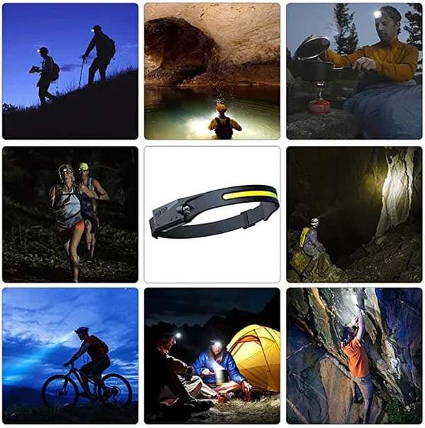 Rechargeable Headlamp with 5 Modes and Motion Sensor