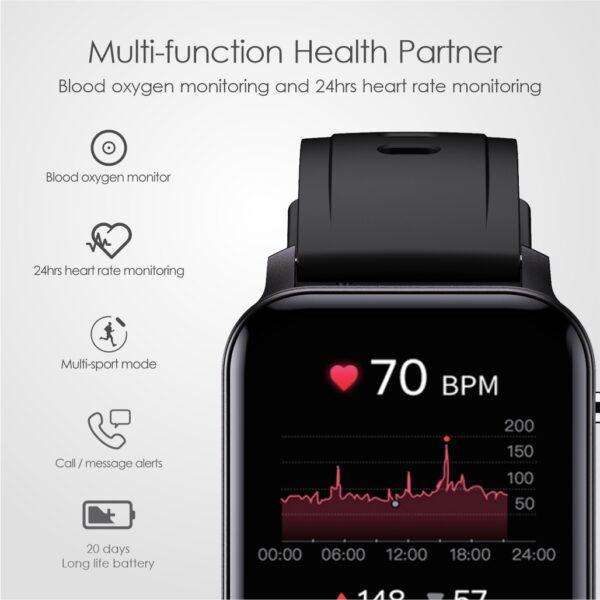 M2 IP68 Sports Square Smart Watch  Black