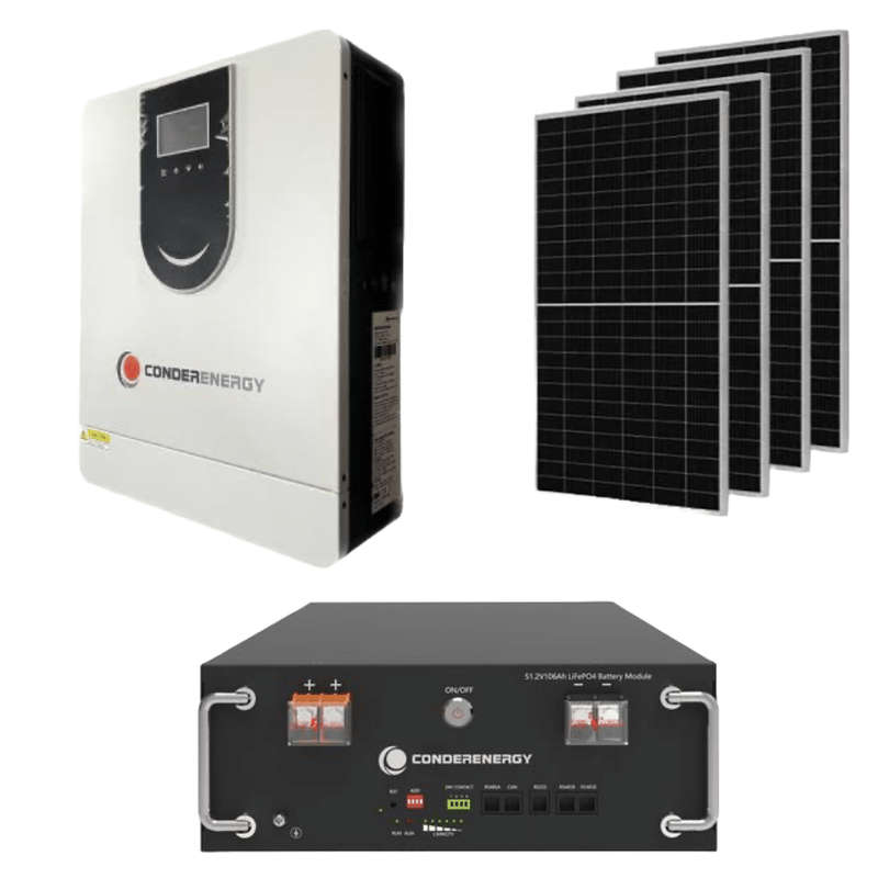 Conderenergy 6.2kva Inverter & 5.1kw Conderenergy Lithium battery with 450w solar panels & instal...