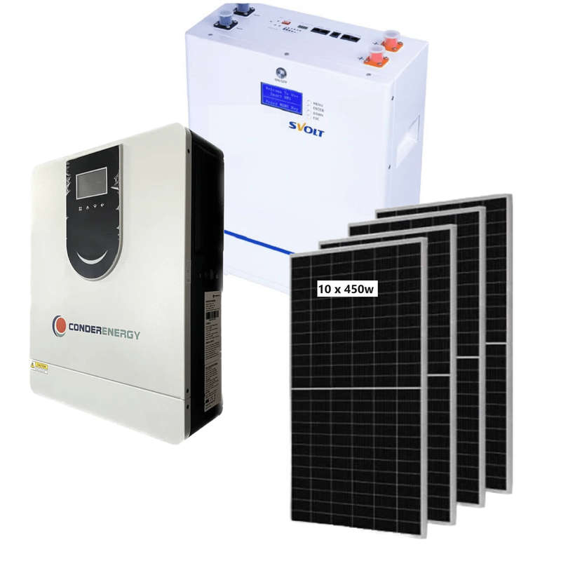 Conderenergy 6.2kva Inverter & 5.09kw Svolt Lithium battery with 10 x 450w solar panels & install...