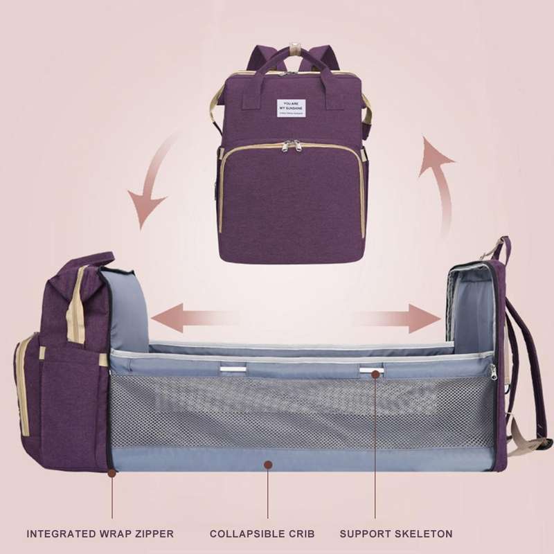 Portable Foldable Baby Bed Backpack Bag - Assorted Colours