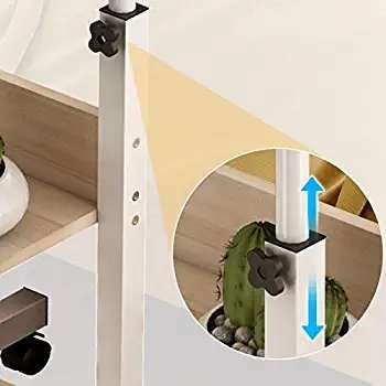 Simple height Adjustable office desk / sofa table with storage shelves