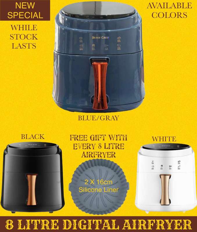 Air Fryer Silver Crest 8L Smart Air Fryer With Digital Touch and Stylish Design + FREE GIFT