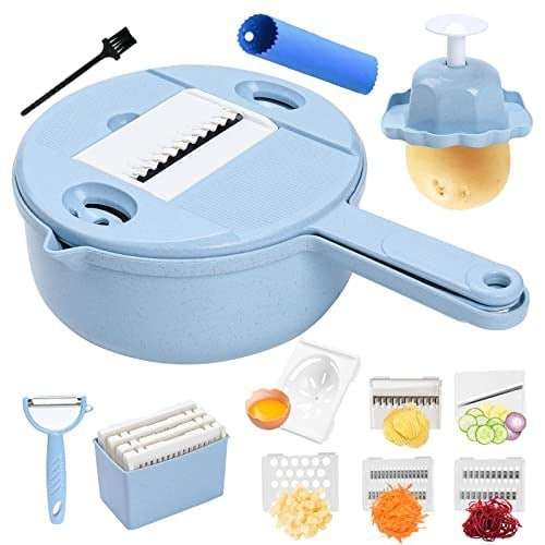 14 in 1 Multi-function Vegetable Chopper Grater, Multifunction Veggie Cutter Food Slicer with Con...