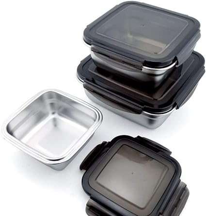 Femora High Steel Square Container Airtight Leakproof Unbreakable Storage Container/Lunch Box, Se...