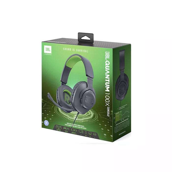 JBL Quantum 100X Wired Over-Ear Gaming Headset With Detachable Mic Green