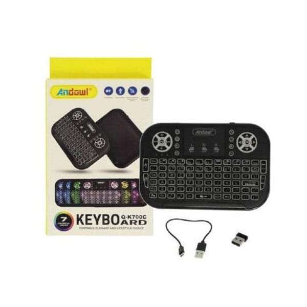 Andowl 7 Color LED Mini Wireless Keyboard with Touchpad (Q-K700C)