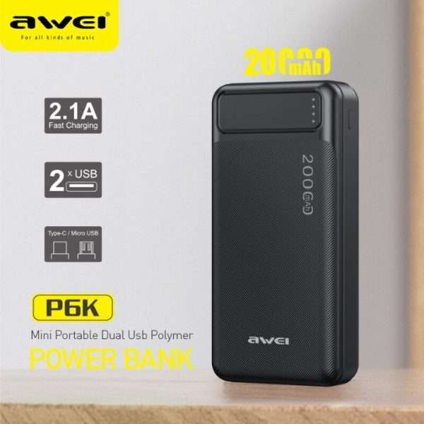 Awei P6K Portable Power Bank 20000mAh