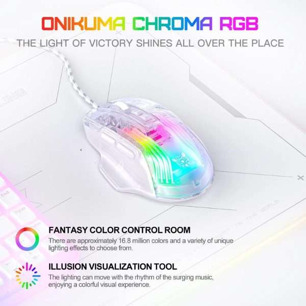 Onikuma CW923 Transparent Wired Gaming Mouse