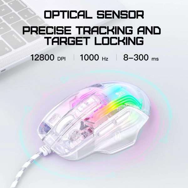 Onikuma CW923 Transparent Wired Gaming Mouse