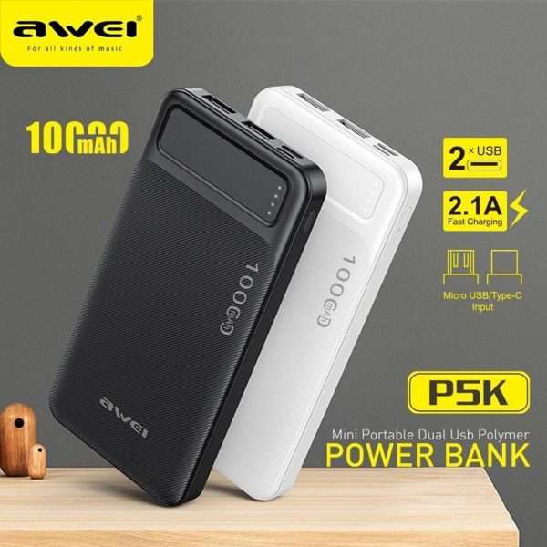 Awei P5K Portable Power Bank White 10000 mAh