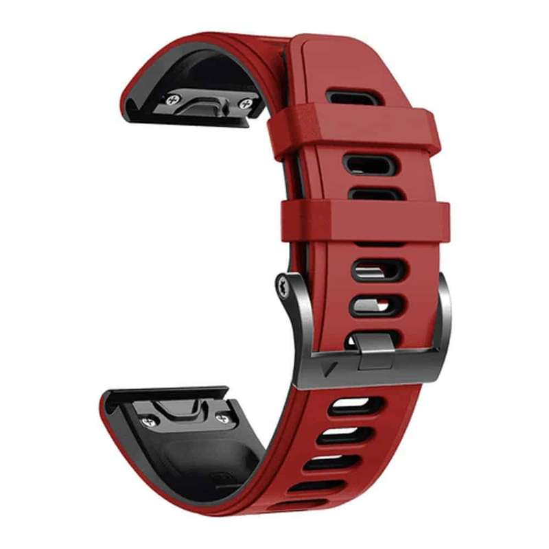Killer Deals 26mm Quick Fit Garmin Fenix 5X Silicone Strap - Red & Black (5X/6X/3/3HR)