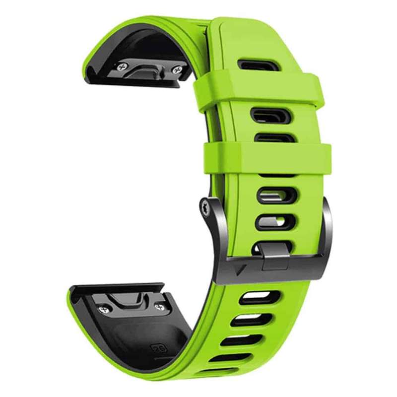 Killer Deals 26mm Quick Fit Garmin Fenix 5X Silicone Strap - Black & Green (5X/6X/3/3HR)