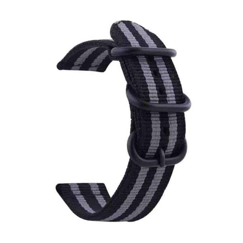 22MM Universal Watch Replacement Nylon Strap - Black & Grey