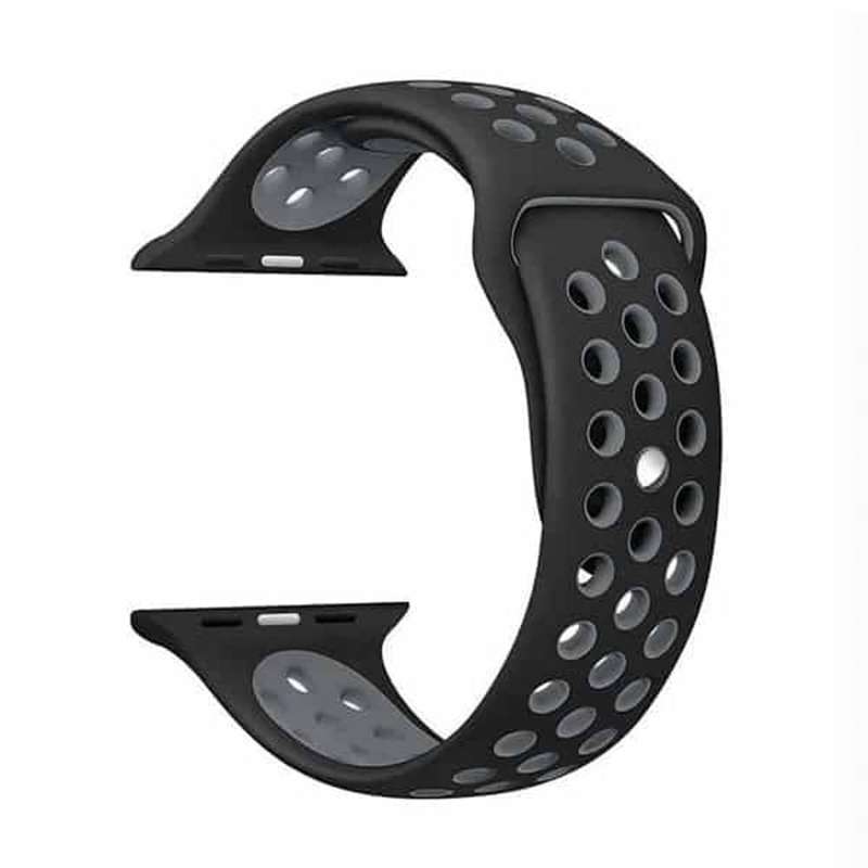 Silicone Strap for 38/40/41mm Apple Watch(M/L) - Black & Grey