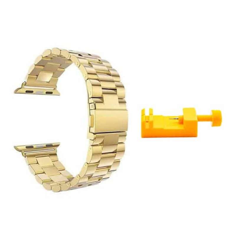 Killer Deals 3 Link Stainless Steel Band for Apple watch 38/40/41mm, - Gold + Link removal tool