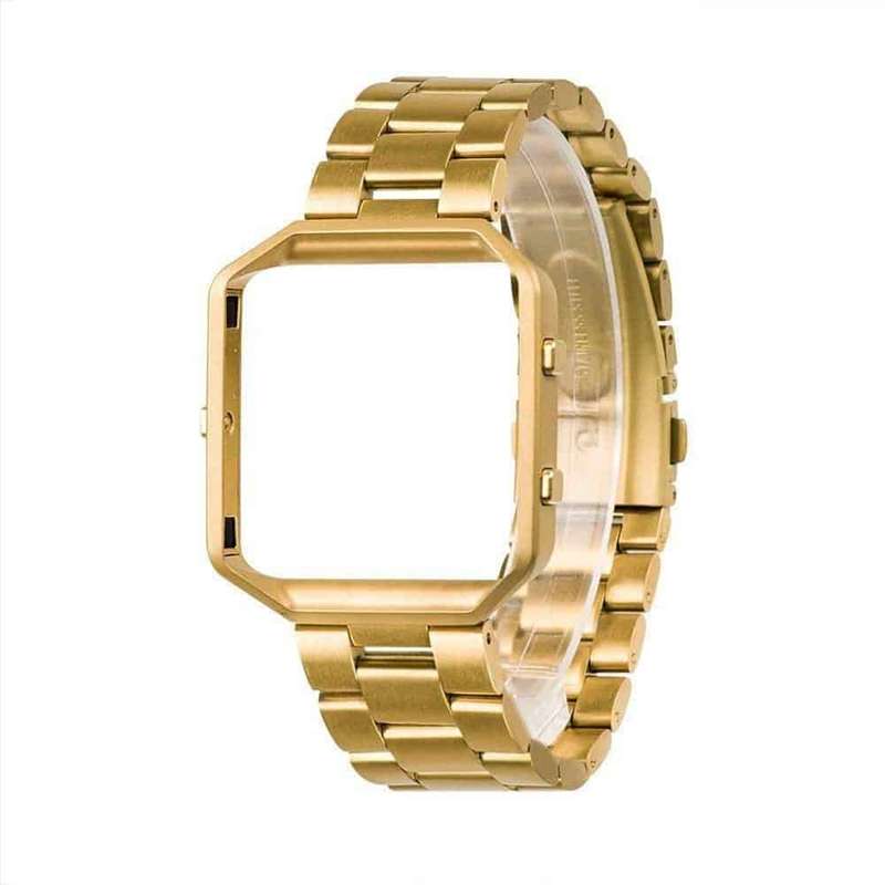 Killer Deals Stainless Steel Strap w/Metal Frame for Fitbit Blaze - Gold + Link removal tool