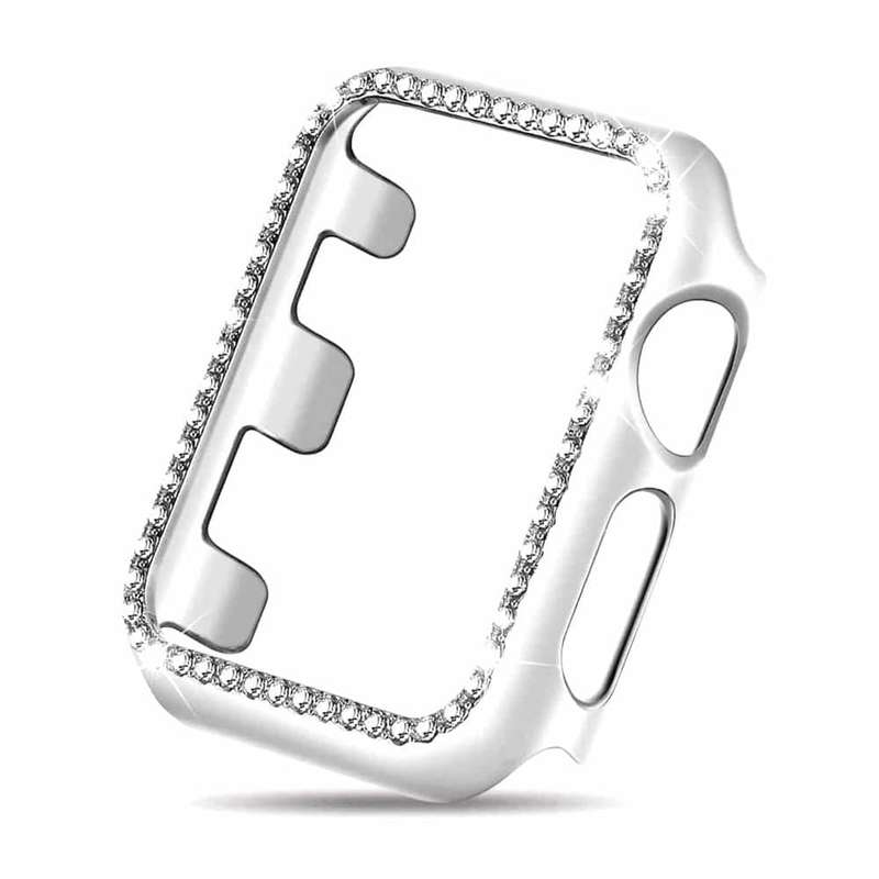 Killer Deals 42mm Apple Watch Rhinestone PC Shiny Protective Frame - Silver