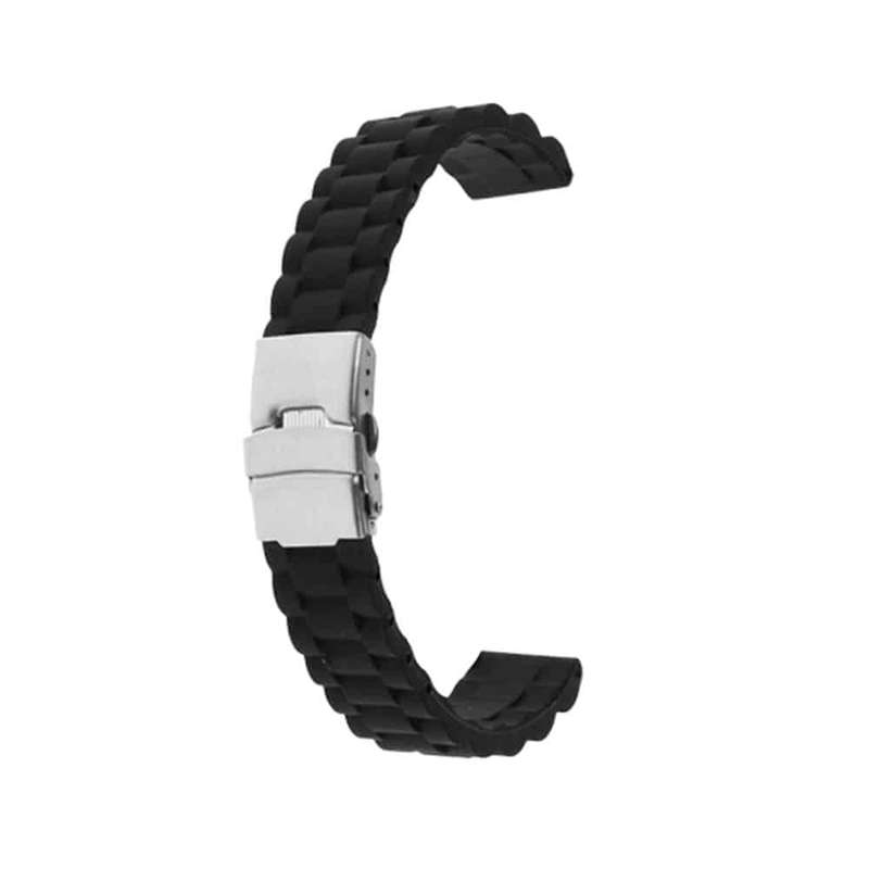 Killer Deals 18mm Universal Brand Grooved Silicone Watch Strap - Black (S-M)