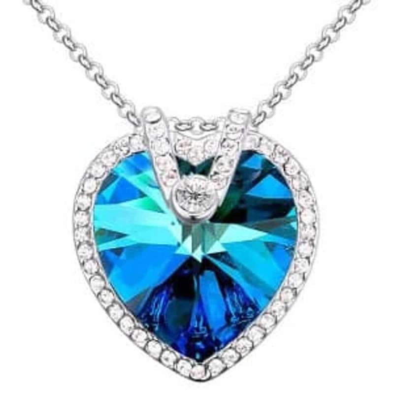 Killer Deals Crystal Heart Halo Pendant Necklace - Sapphire