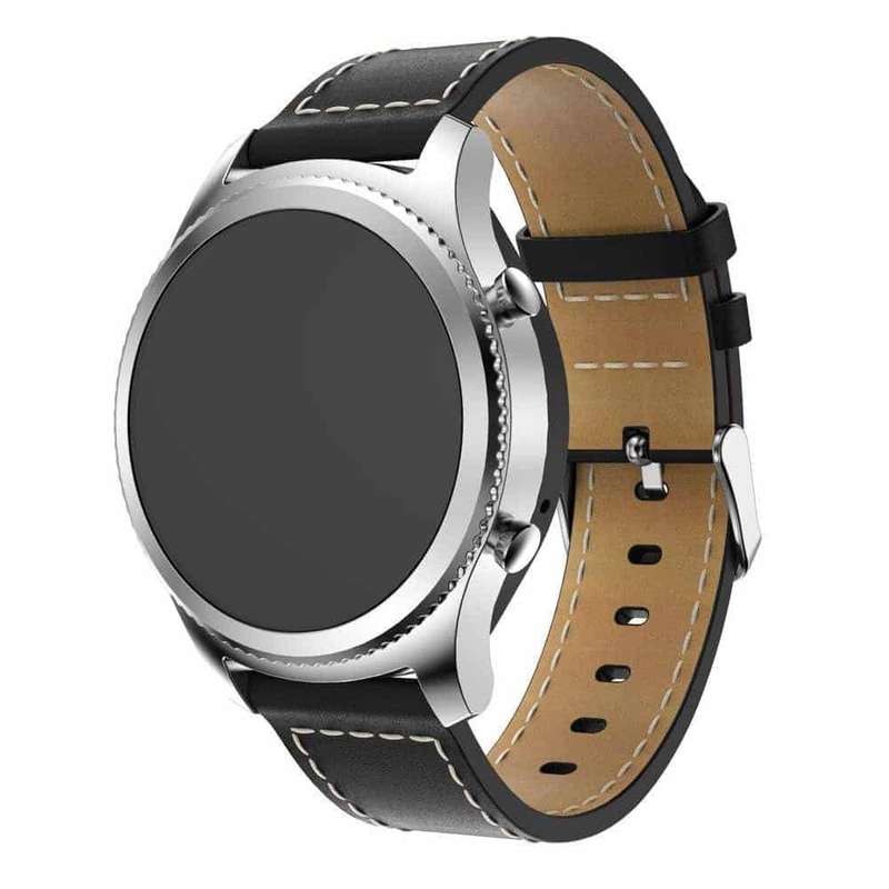 Killer Deals 22mm Vegan Leather Strap for Samsung Gear S3 Frontier- Black