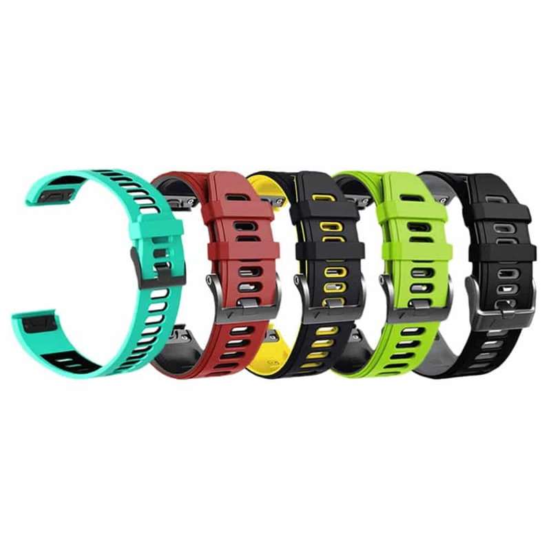 Killer Deals 26mm Quick Fit Garmin Fenix 5X Silicone Strap - Red & Black (5X/6X/3/3HR)