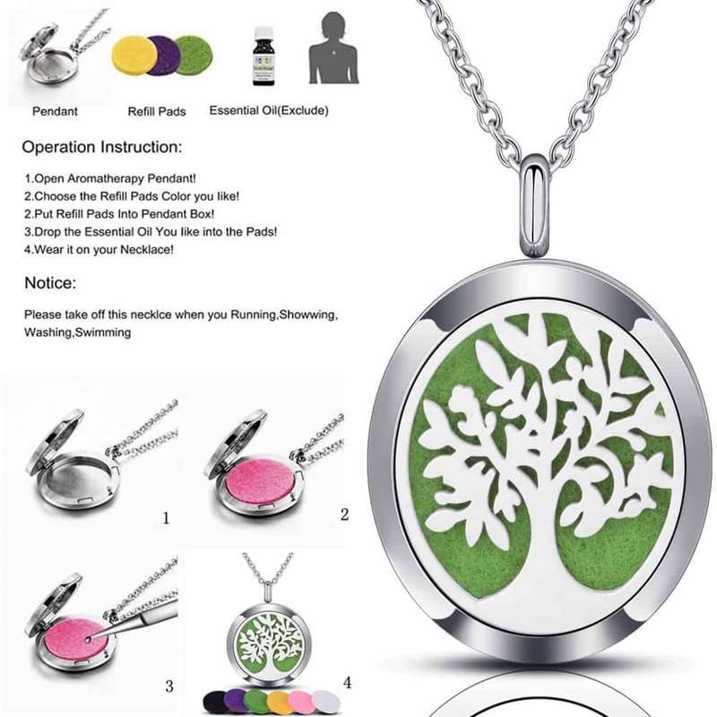 Killer Deals Oil Diffuser Stainless Steel Tree of Life Locket Necklace