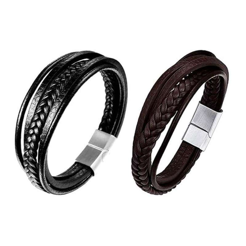 Killer Deals Multi-strand Black PU Vegan Leather Bracelet (M/L)Size:21.5cm