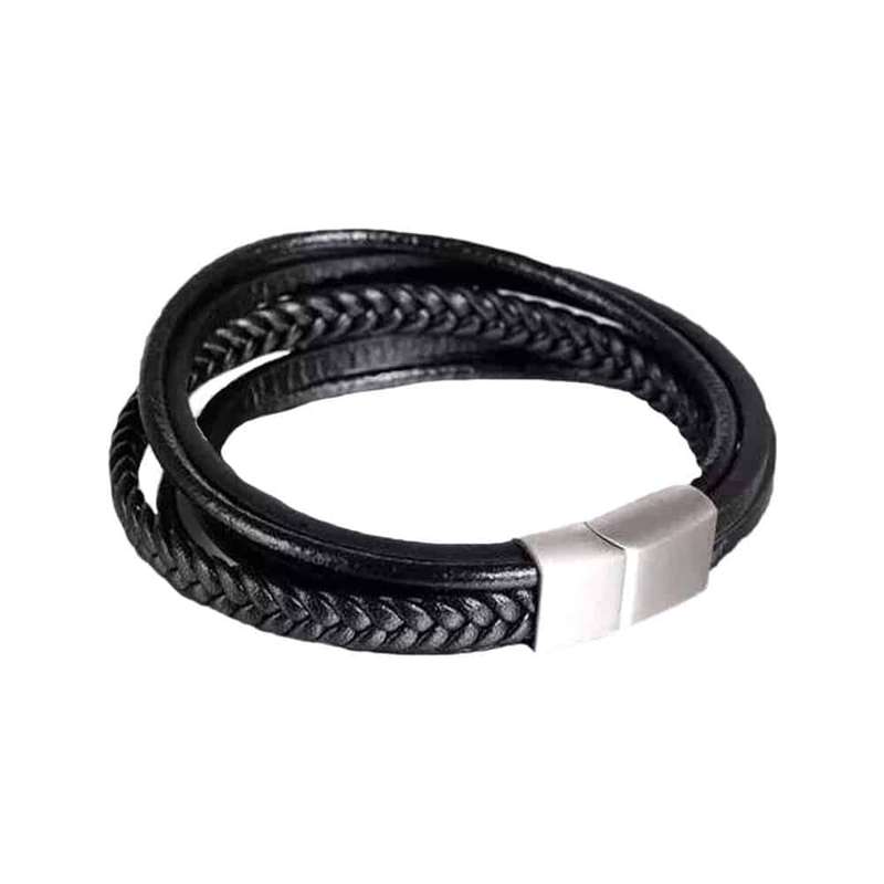 Killer Deals Multi-strand Black PU Vegan Leather Bracelet (M/L)Size:21.5cm