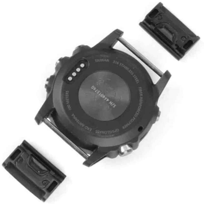 22mm Garmin Fenix 5/6 strap steel adapter connectors - Black