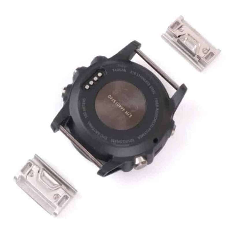 Killer Deals 26mm Garmin Fenix 5X/6X strap steel adapter connectors - Silver
