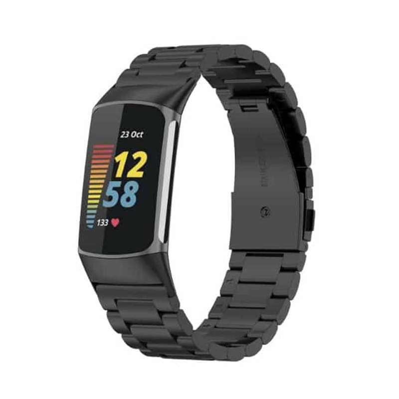 Killer Deals 3 Link Stainless Steel Strap for Fitbit Charge 5 / 6- Black