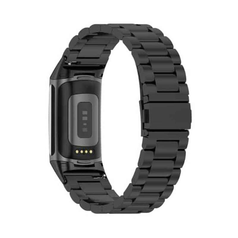 Killer Deals 3 Link Stainless Steel Strap for Fitbit Charge 5 / 6- Black