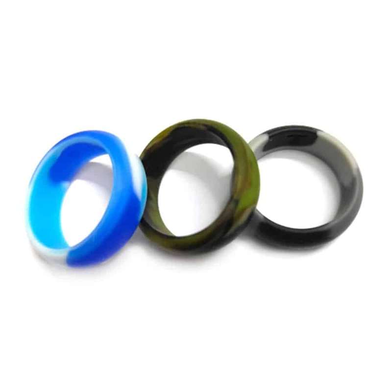Silicone Camo Ring Set of 3 Size USA 9 RSA S - Color:Camo Green,Camo Blue,Camo Black