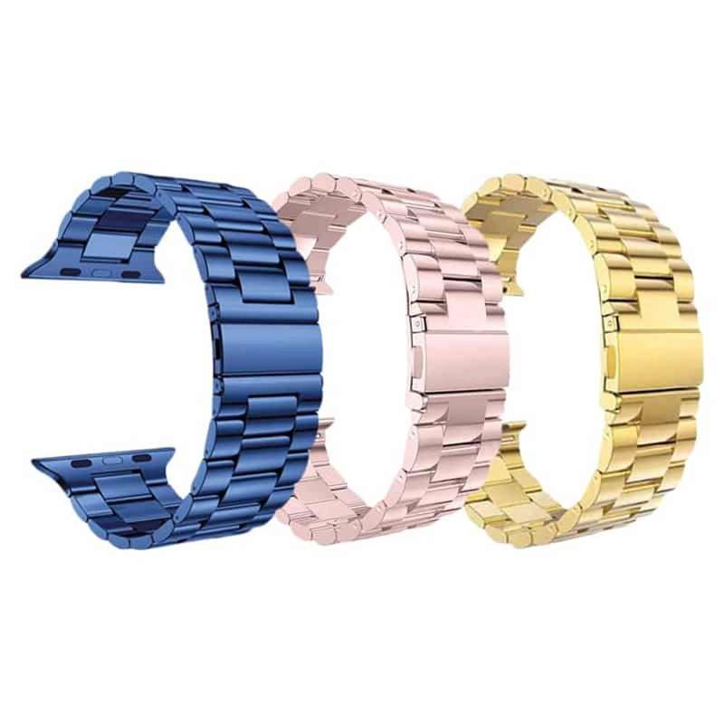 Killer Deals 3 Link Stainless Steel Band for Apple watch 38/40/41mm, - Gold + Link removal tool