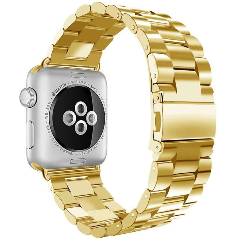 Killer Deals 3 Link Stainless Steel Band for Apple watch 38/40/41mm, - Gold + Link removal tool