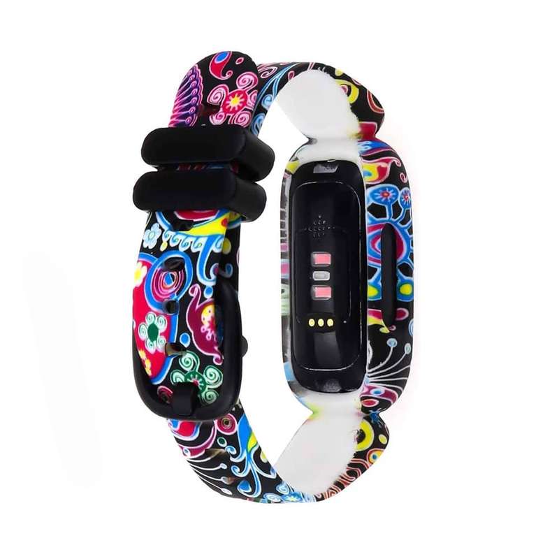 Silicone Strap for Fitbit Ace 3 - Black Flower