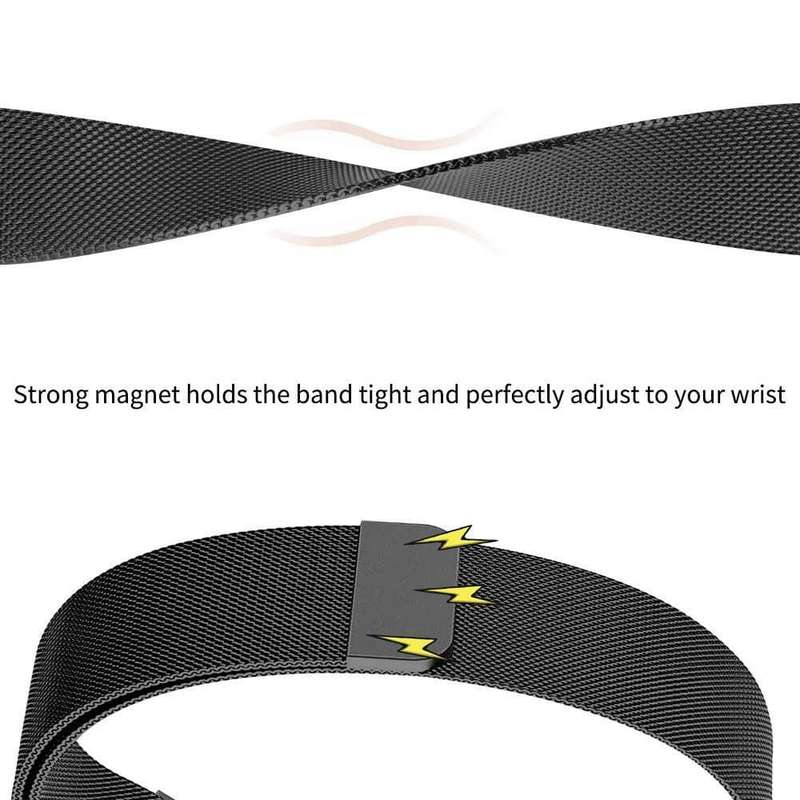 Killer Deals Stainless Steel Milanese Strap for Fitbit Inspire/Inspire HR/Fitbit Ace 2 (M/L) - Black