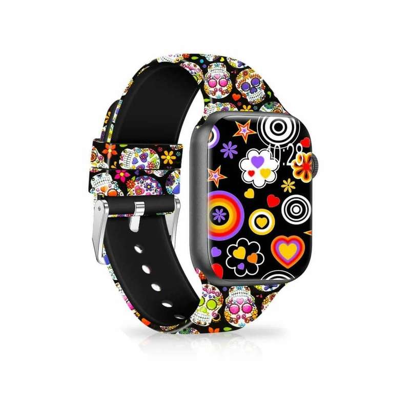 Killer Deals Silicone Strap for 42/44/45/49mm Apple Watch- Colour Skulls