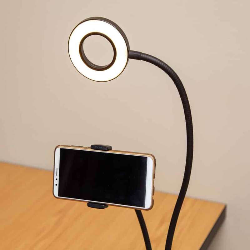 Killer Deals Lazy Bracket 2-in-1 Phone Holder & Selfie Light Desk Clamp