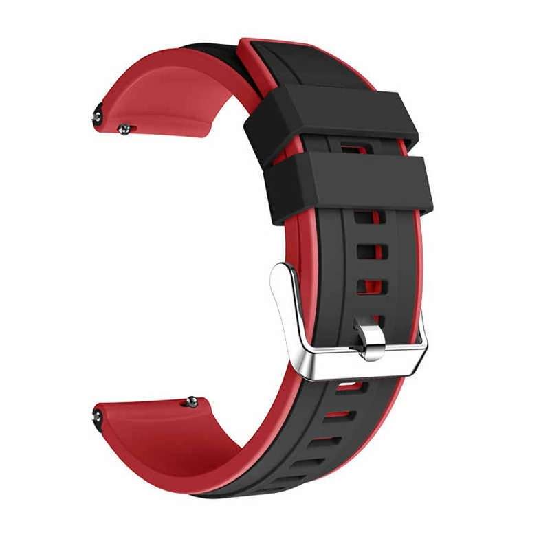 22mm Polar Grit X Replacement Silicone Strap (Adjustable S-M-L)- Black & Red