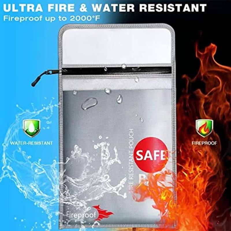 Document Cash Passport Electronics Fire-Resistant Bag- 38x27cm