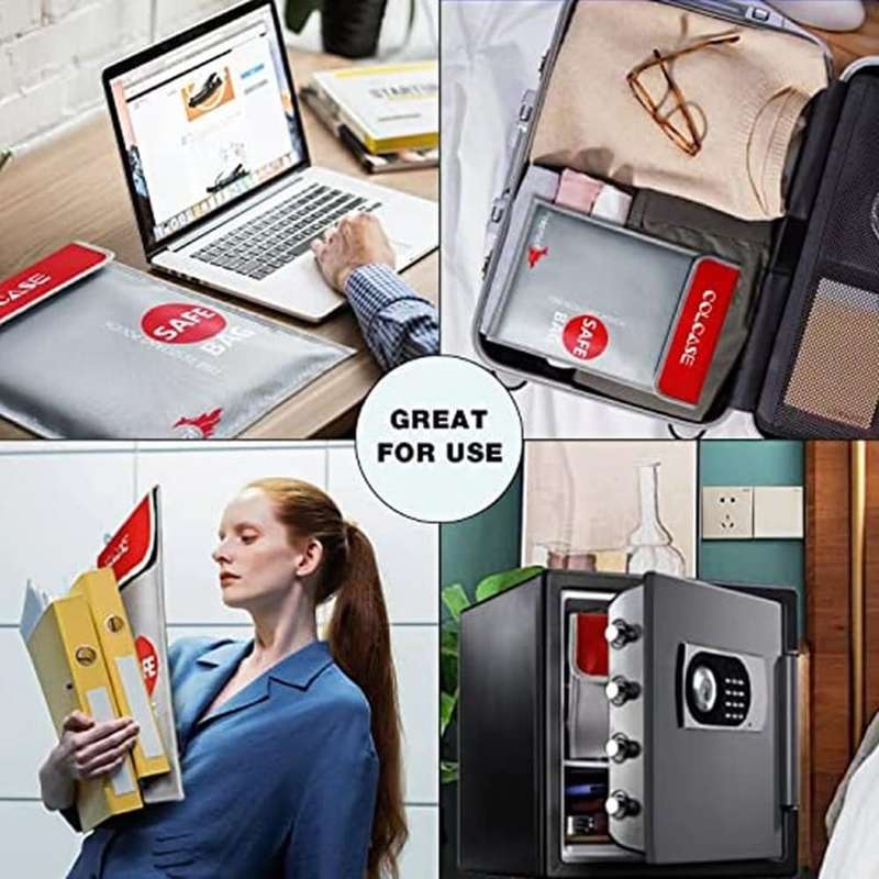 Document Cash Passport Electronics Fire-Resistant Bag- 38x27cm