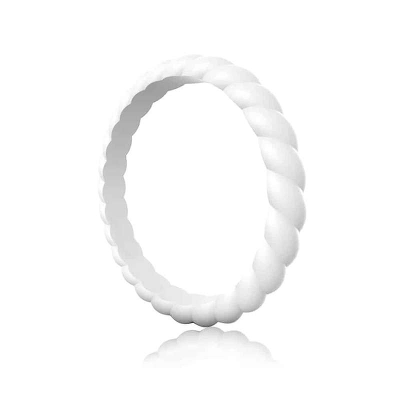Killer Deals Women's Braided Silicone Ring x 3 - Grey, Pink, White - Size USA 8/ RSA Q