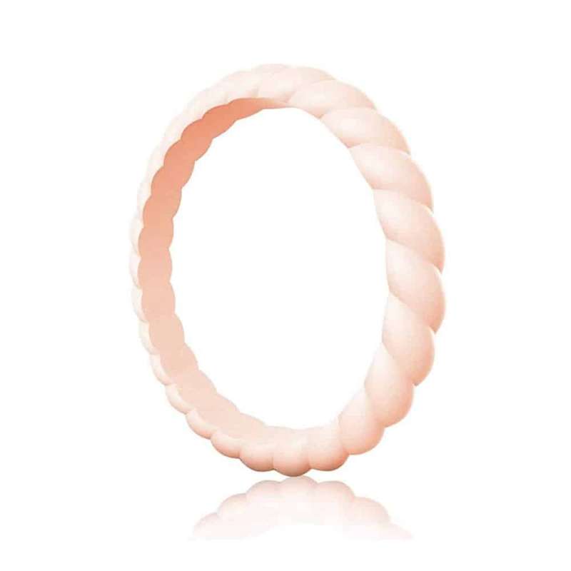 Killer Deals Women's Braided Silicone Ring x 3 - Grey, Pink, White - Size USA 8/ RSA Q