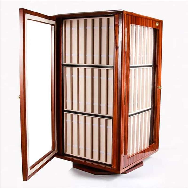 84 Compartment Watch Strap Wooden Cabinet Lockable Display Organizer